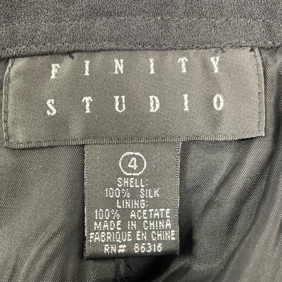 Finity Studio Women's Black Silk Pencil Skirt With Back Slit Size 4 - New - Picture 5 of 8